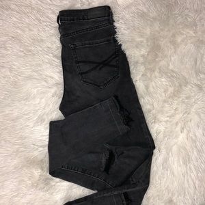 High-Waisted Distressed Black Jeans